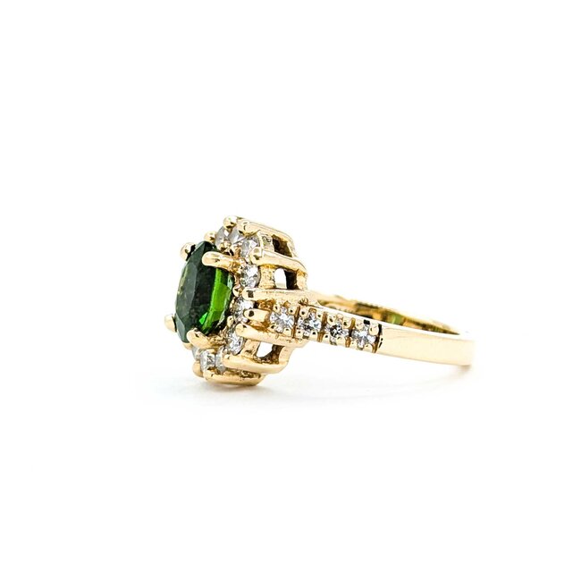 Ring Halo .84ctw Round Diamonds 1.50ctw Tourmaline 14ky 13.25x12.5 Sz7 6.47g 225030141