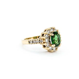 Ring Halo .84ctw Round Diamonds 1.50ctw Tourmaline 14ky 13.25x12.5 Sz7 6.47g 225030141