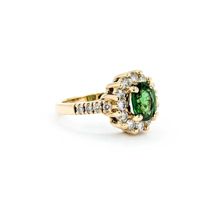 Ring Halo .84ctw Round Diamonds 1.50ctw Tourmaline 14ky 13.25x12.5 Sz7 6.47g 225030141