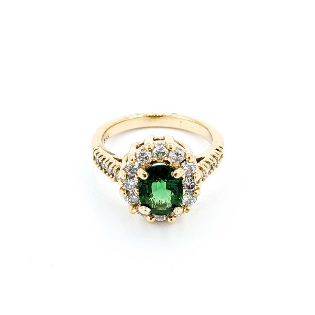 Ring Halo .84ctw Round Diamonds 1.50ctw Tourmaline 14ky 13.25x12.5 Sz7 6.47g 225030141