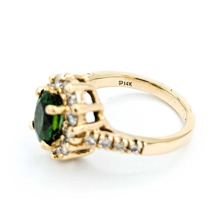 Ring Halo .84ctw Round Diamonds 1.50ctw Tourmaline 14ky 13.25x12.5 Sz7 6.47g 225030141
