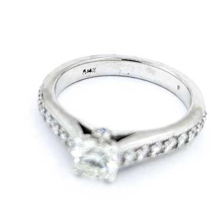Ring GIA: 6183925358 0.57Ct Round Diamonds .48ctw 14kw 5.3mm sz6.25 4.4g 225030135