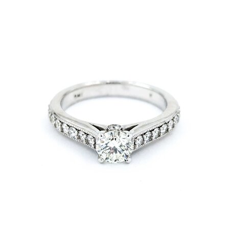 Ring GIA: 6183925358 0.57Ct Round Diamonds .48ctw 14kw 5.3mm sz6.25 4.4g 225030135