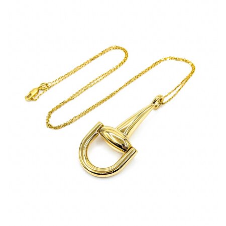 Pendant Horse Bit w/Chain 18ky 48x22.5mm 18" 6.95g 225030079