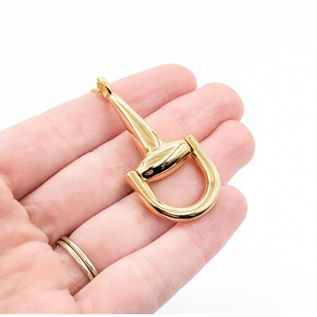 Pendant Horse Bit w/Chain 18ky 48x22.5mm 18" 6.95g 225030079