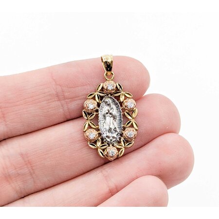 Necklace Virgin Mary Foilback CZ 10ky 1.05x.55" 1.38g 125030043
