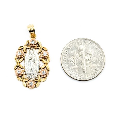 Necklace Virgin Mary Foilback CZ 10ky 1.05x.55" 1.38g 125030043