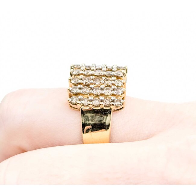 Ring Diamond Cluster 1.25ctw Round Diamonds 10ky Sz7 6g 225030099