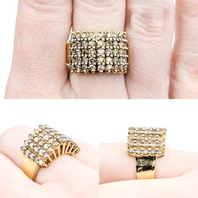 Ring Diamond Cluster 1.25ctw Round Diamonds 10ky Sz7 6g 225030099