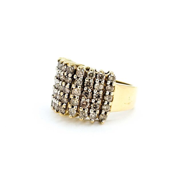 Ring Diamond Cluster 1.25ctw Round Diamonds 10ky Sz7 6g 225030099