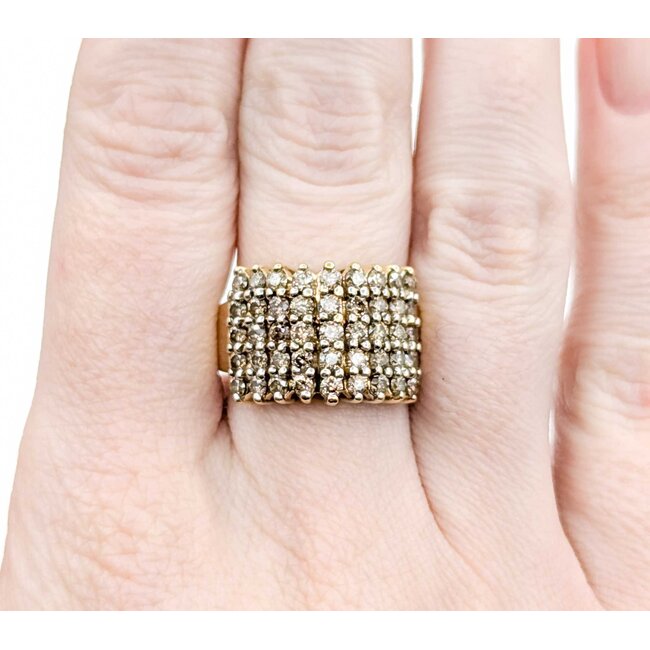 Ring Diamond Cluster 1.25ctw Round Diamonds 10ky Sz7 6g 225030099