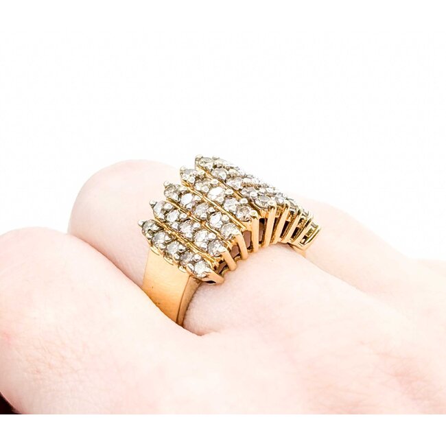 Ring Diamond Cluster 1.25ctw Round Diamonds 10ky Sz7 6g 225030099