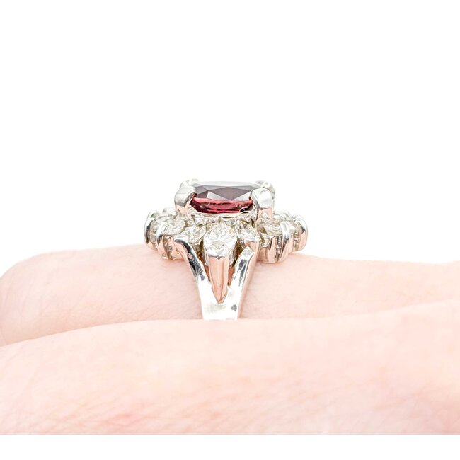 Ring Cocktail 1.00ctw Round & Marquise Diamonds 3.00ctw Garnet 14ky 20x16.5mm Sz7.5 7.15g 225030138