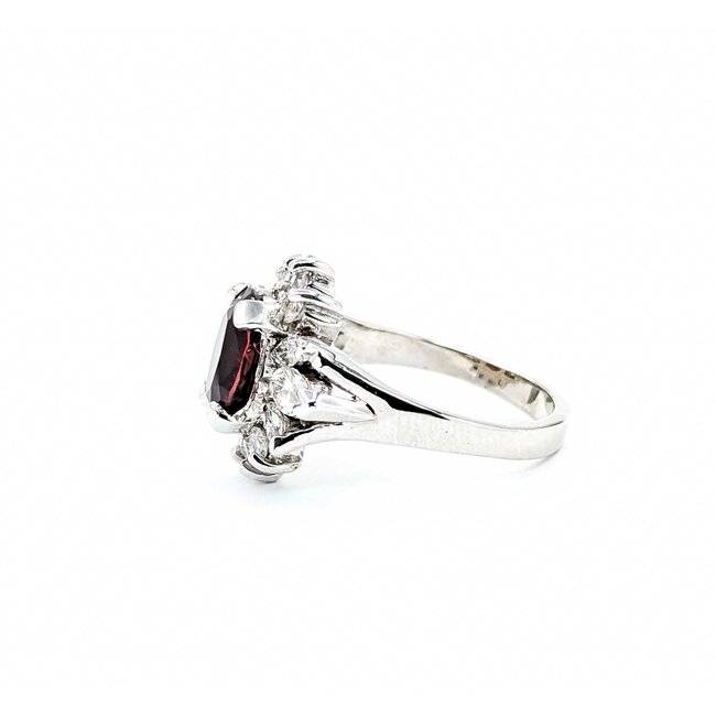 Ring Cocktail 1.00ctw Round & Marquise Diamonds 3.00ctw Garnet 14ky 20x16.5mm Sz7.5 7.15g 225030138