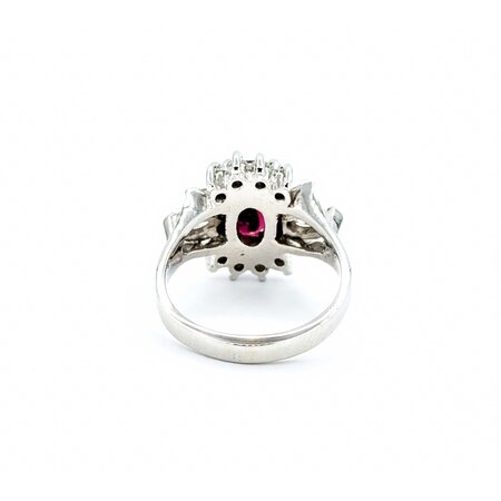 Ring Cocktail 1.00ctw Round & Marquise Diamonds 3.00ctw Garnet 14ky 20x16.5mm Sz7.5 7.15g 225030138