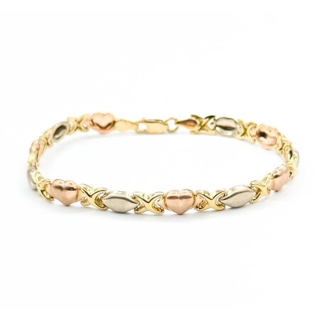 Bracelet Hearts 14ktri 7.5" 4.83g 225030069