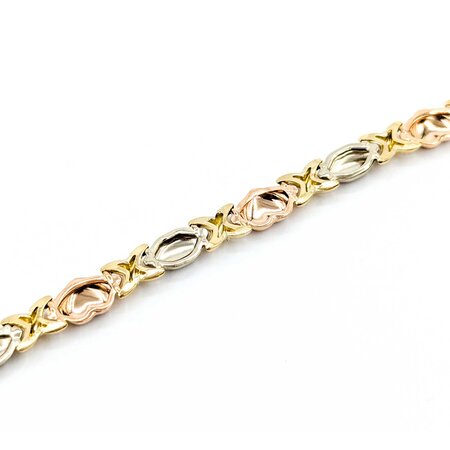 Bracelet Hearts 14ktri 7.5" 4.83g 225030069