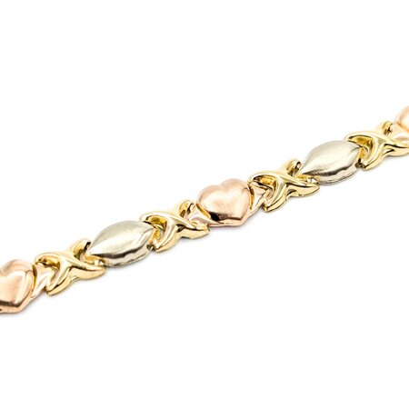 Bracelet Hearts 14ktri 7.5" 4.83g 225030069