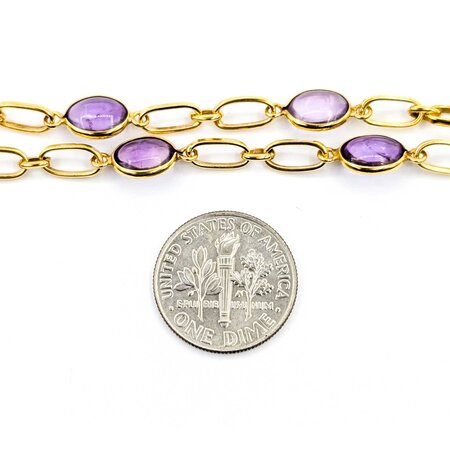 Necklace Chain Link 25ctw Cabochon Amethyst 18ky 6.5mm 28" 19.97g 225030133