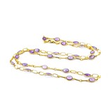  Necklace Chain Link 25ctw Cabochon Amethyst 18ky 6.5mm 28" 19.97g 225030133