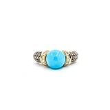  Ring Carlo Viani .38ctw Round 9mm Turquoise 14ky 7.5mm sz7 5.44g 225030121