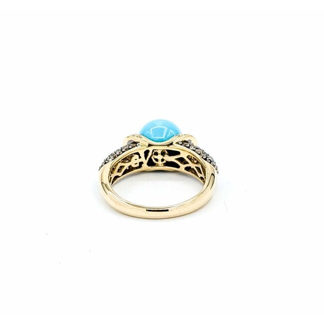 Ring Carlo Viani .38ctw Round 9mm Turquoise 14ky sz7 5.44g 225030121