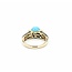 Ring Carlo Viani .38ctw Round 9mm Turquoise 14ky sz7 5.44g 225030121