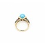 Ring Carlo Viani .38ctw Round 9mm Turquoise 14ky sz7 5.44g 225030121