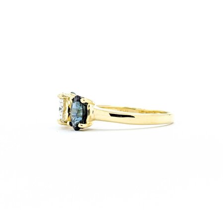 Ring 3 Stone 1.00ct Old Euro Diamond 1.90ctw Sapphire 18ky sz7 224100002