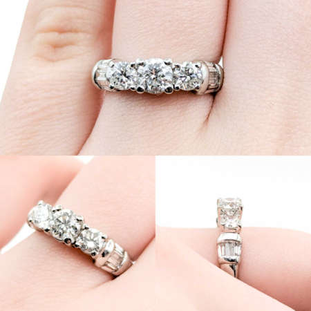 Ring 1.37ctw Round/Baguette Diamonds 950pt sz5.25 225030109