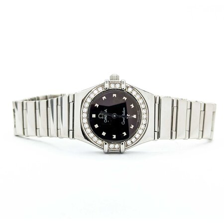 Watch Omega Constellation Black Dial .30ctw Round Diamonds 22.5mm Stainless Steel 6.5" Watch Only 224116620