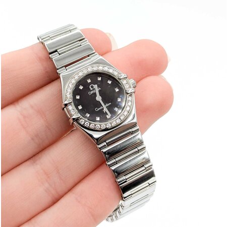 Watch Omega Constellation Black Dial .30ctw Round Diamonds 22.5mm Stainless Steel 6.5" Watch Only 224116620
