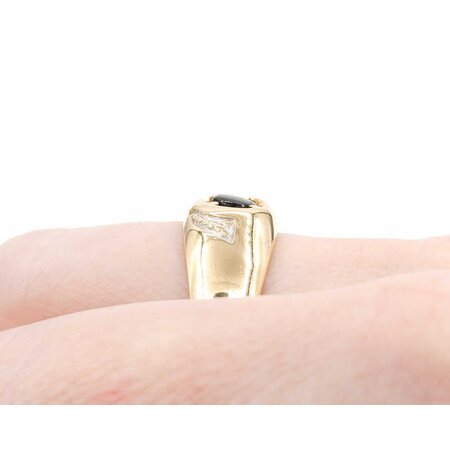 Ring Diamond Cut Gold 5mm Catseye 10ky Sz9 4.03g 225030101