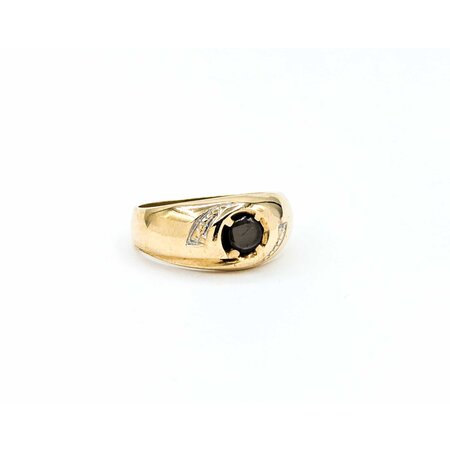 Ring Diamond Cut Gold 5mm Catseye 10ky Sz9 4.03g 225030101