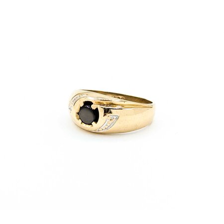 Ring Diamond Cut Gold 5mm Catseye 10ky Sz9 4.03g 225030101