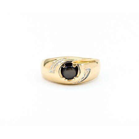 Ring Diamond Cut Gold 5mm Catseye 10ky Sz9 4.03g 225030101