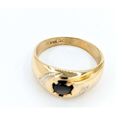 Ring Diamond Cut Gold 5mm Catseye 10ky Sz9 4.03g 225030101