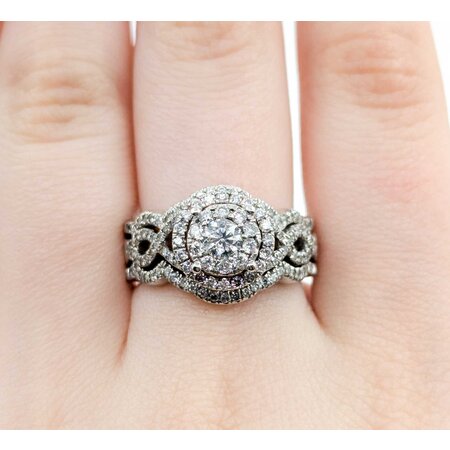 Ring Anniversary Set 1.00ctw Round Diamonds 14kw Sz7.5 10.34g 225030043
