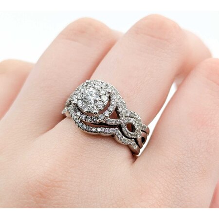 Ring Anniversary Set 1.00ctw Round Diamonds 14kw Sz7.5 10.34g 225030043