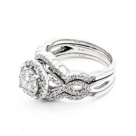 Ring Anniversary Set 1.00ctw Round Diamonds 14kw Sz7.5 10.34g 225030043