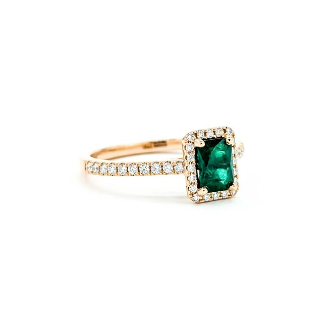Ring .30ctw Round Diamond .90ct Emerald 14kr Sz10 4.12g 225030113