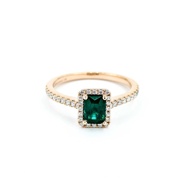 Ring .30ctw Round Diamond .90ct Emerald 14kr Sz10 4.12g 225030113