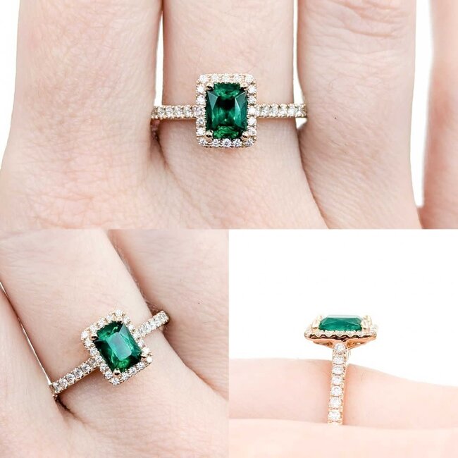 Ring .30ctw Round Diamond .90ct Emerald 14kr Sz10 4.12g 225030113