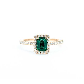 Ring .30ctw Round Diamond .90ct Emerald 14kr Sz10 4.12g 225030113