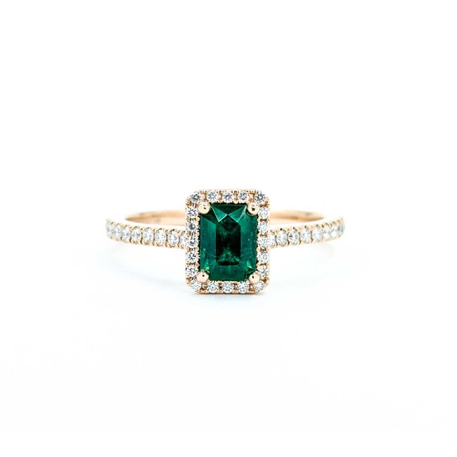 Ring .30ctw Round Diamond .90ct Emerald 14kr Sz10 4.12g 225030113