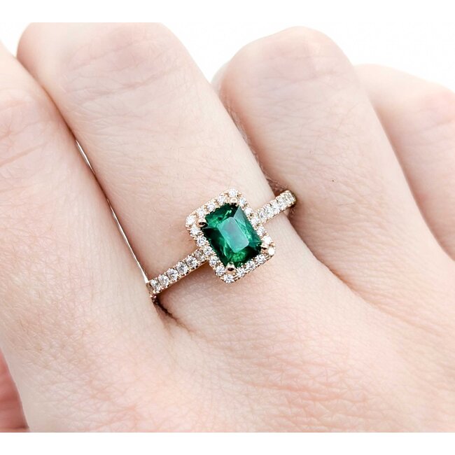 Ring .30ctw Round Diamond .90ct Emerald 14kr Sz10 4.12g 225030113