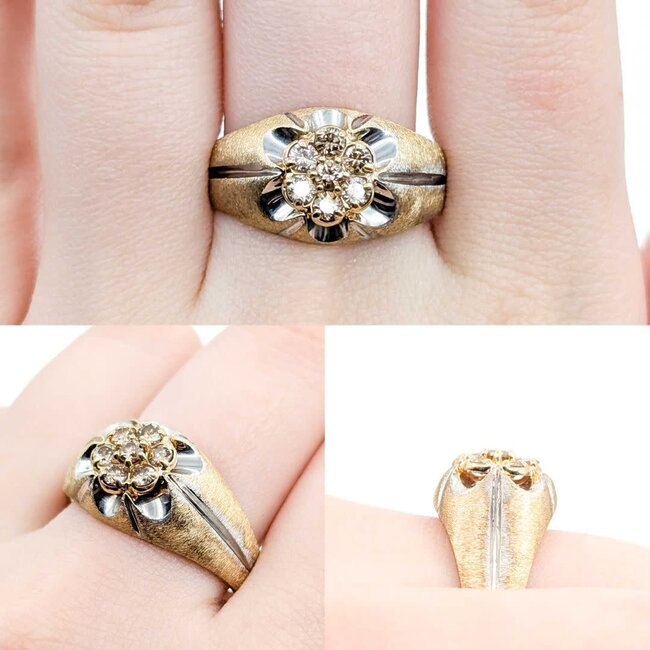 Ring 7-Stone Cluster .33ctw Round Diamonds 10ky Sz12 4.17g 225030100