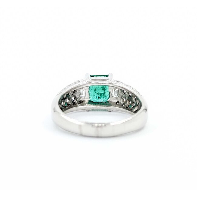 Ring 1.05ctw Round & Radiant Diamonds 1.51ct Emerald 900pt 8mm sz7.5 8.18g 125030083