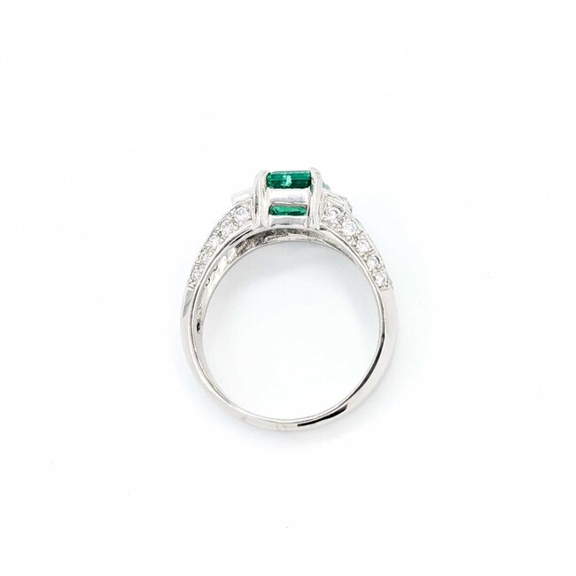 Ring 1.05ctw Round & Radiant Diamonds 1.51ct Emerald 900pt 8mm sz7.5 8.18g 125030083