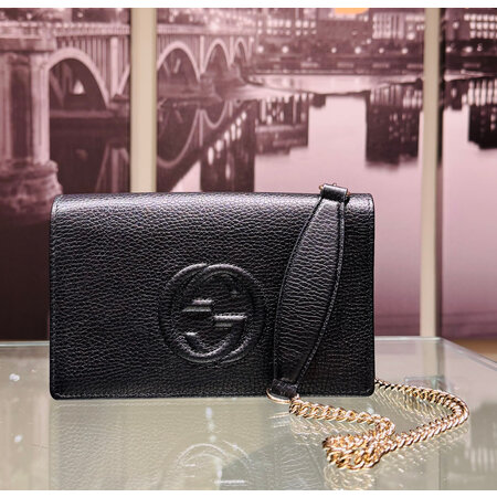 Handbag Gucci Soho Chain Crossbody Black Leather 125045025